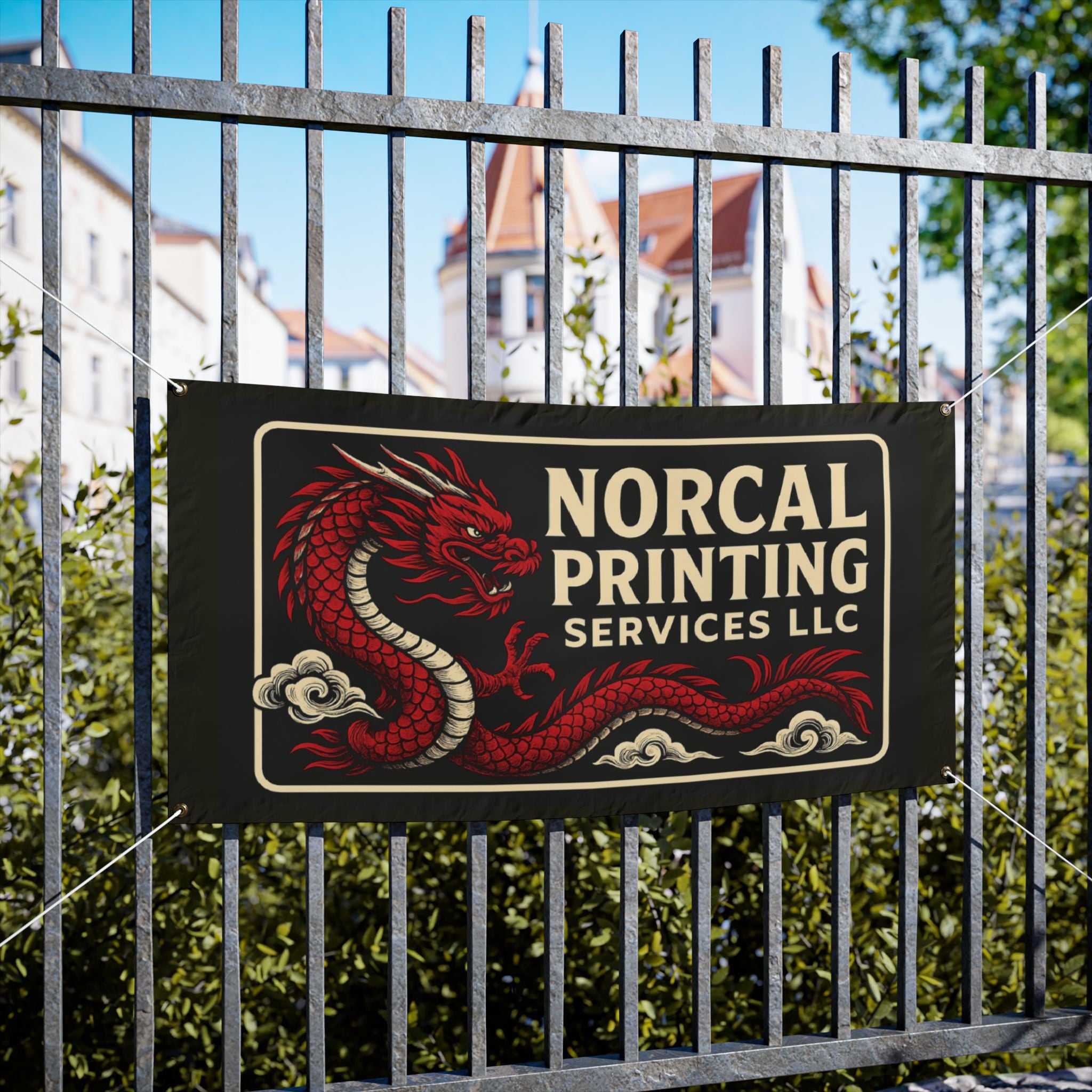 Custom vinyl banner vertical front view – personalized design